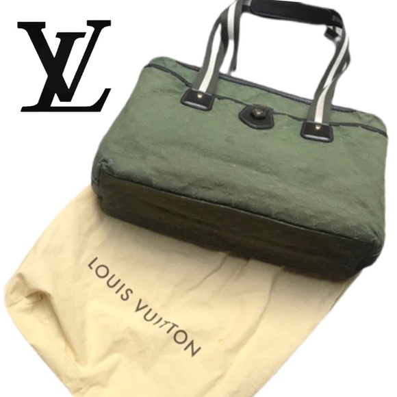 LOUIS VUITTON Green Canvas Leather Cabas Kate Bag - Picture 1 of 16